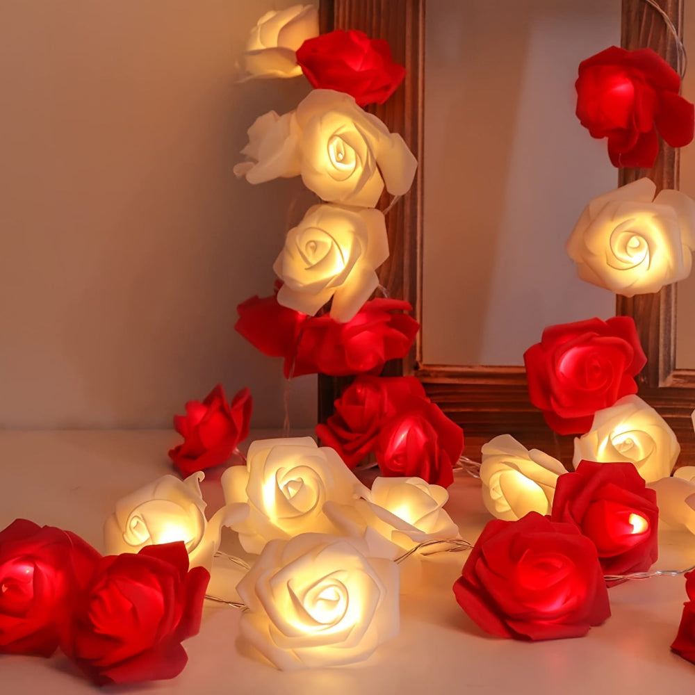 LED Lights Roses Decorative Garland Battery-Powered