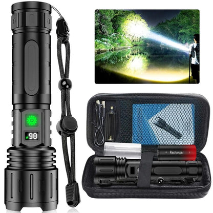 Tactical LED Flashlight Rechargeable Metal High Power