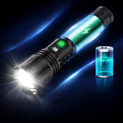 Strong aluminum LED flashlight with zoom, USB rechargeable, tactical