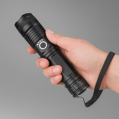 Strong aluminum LED flashlight with zoom USB outdoor