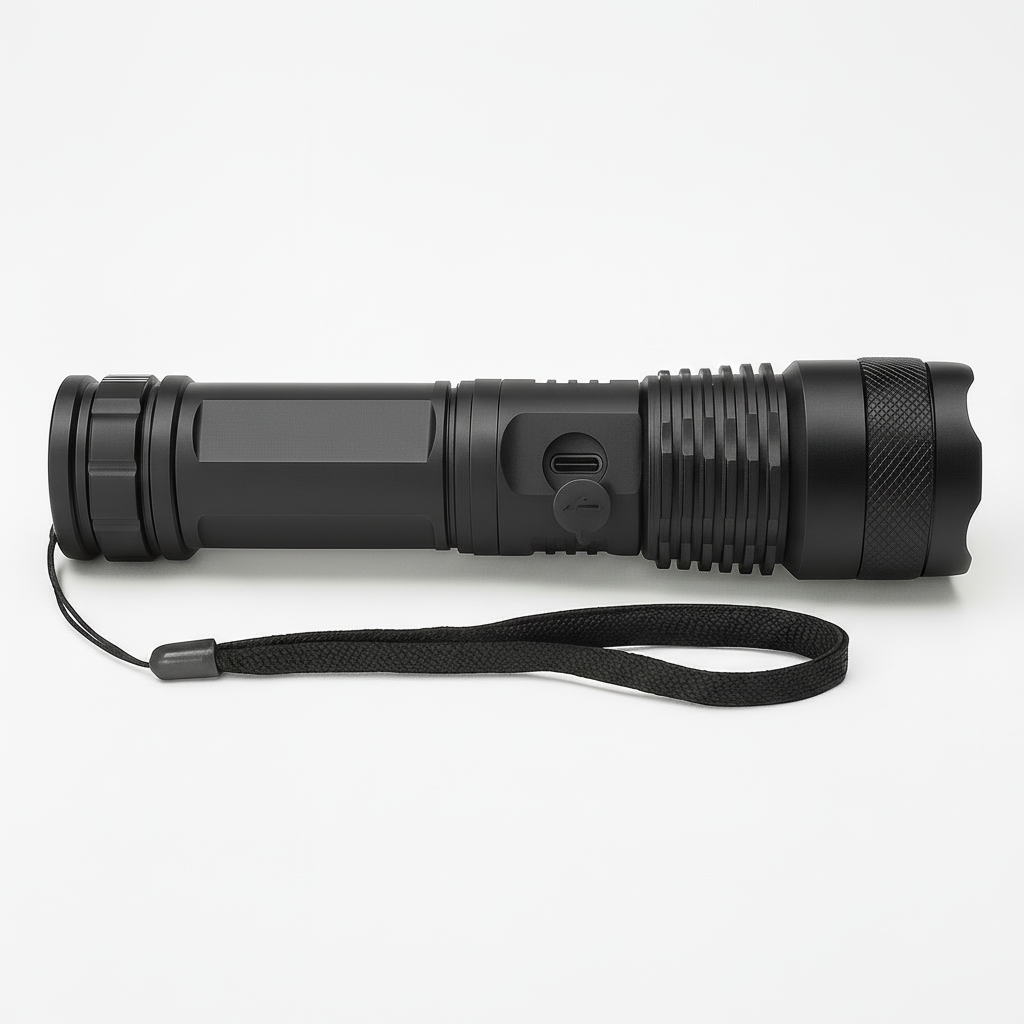 Strong aluminum LED flashlight with zoom USB outdoor