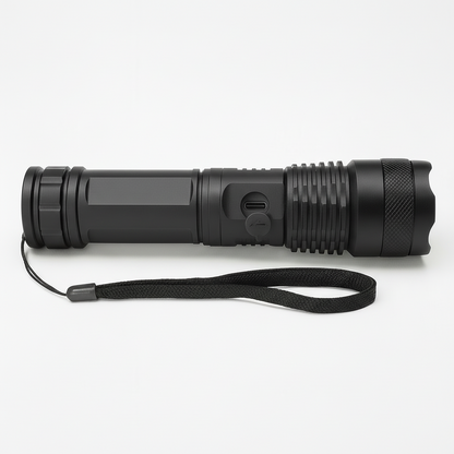 Strong aluminum LED flashlight with zoom USB outdoor