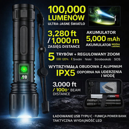 Tactical LED Flashlight Rechargeable Metal High Power