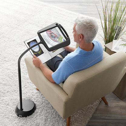LED Floor Lamp with Magnifying Glass for Reading