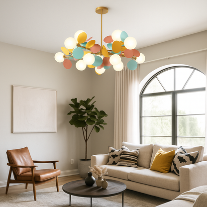 Luksusowa Szklana I Metalowa Lampa Wisząca | Wielokolorowa