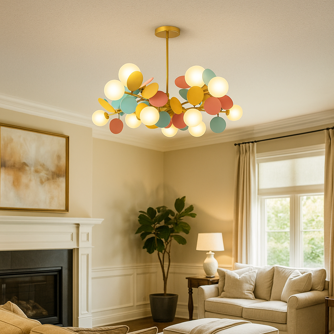 Luksusowa Szklana I Metalowa Lampa Wisząca | Wielokolorowa