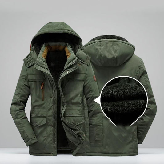 Men's Winter Quilted Parka Jacket Hood Frost