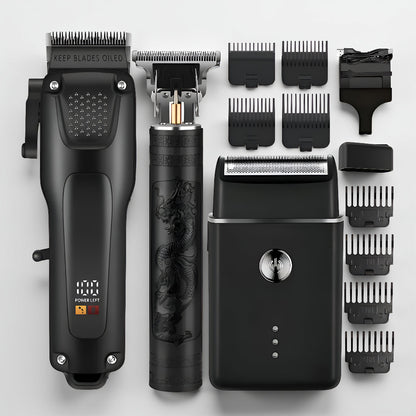 Wireless Hair and Beard Clipper Set with LED USB Trimmers