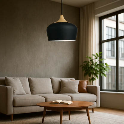 Metalowo-Drewniana Lampa Wisząca | Pastelowa