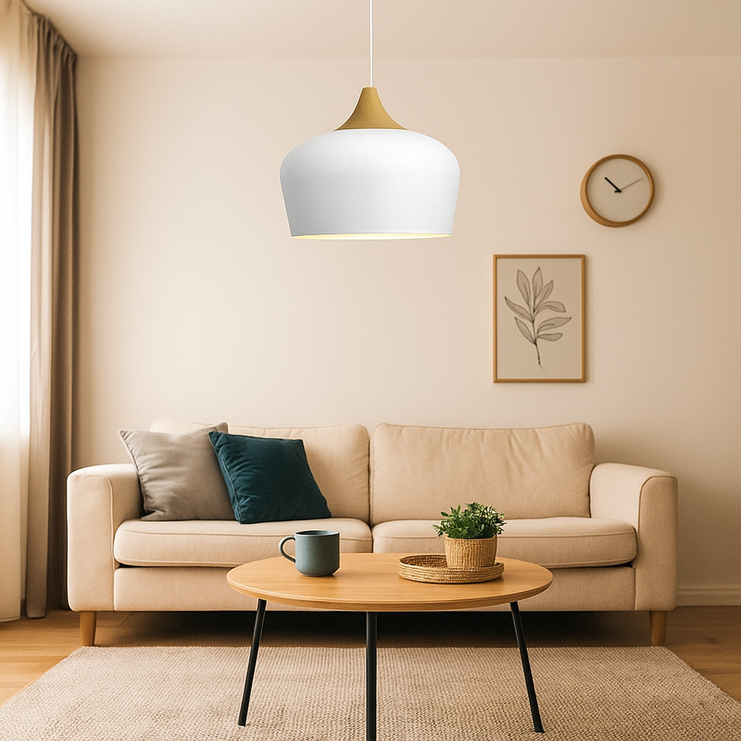 Metalowo-Drewniana Lampa Wisząca | Pastelowa