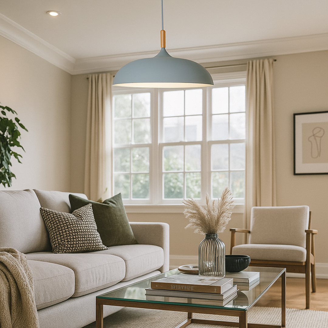 Metalowo-Drewniana Lampa Wisząca | Pastelowa