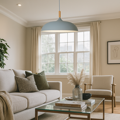 Metalowo-Drewniana Lampa Wisząca | Pastelowa