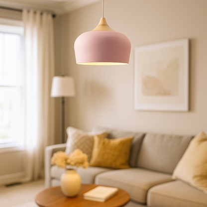 Metalowo-Drewniana Lampa Wisząca | Pastelowa