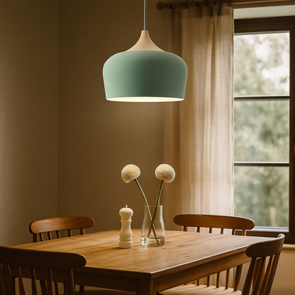 Metalowo-Drewniana Lampa Wisząca | Pastelowa