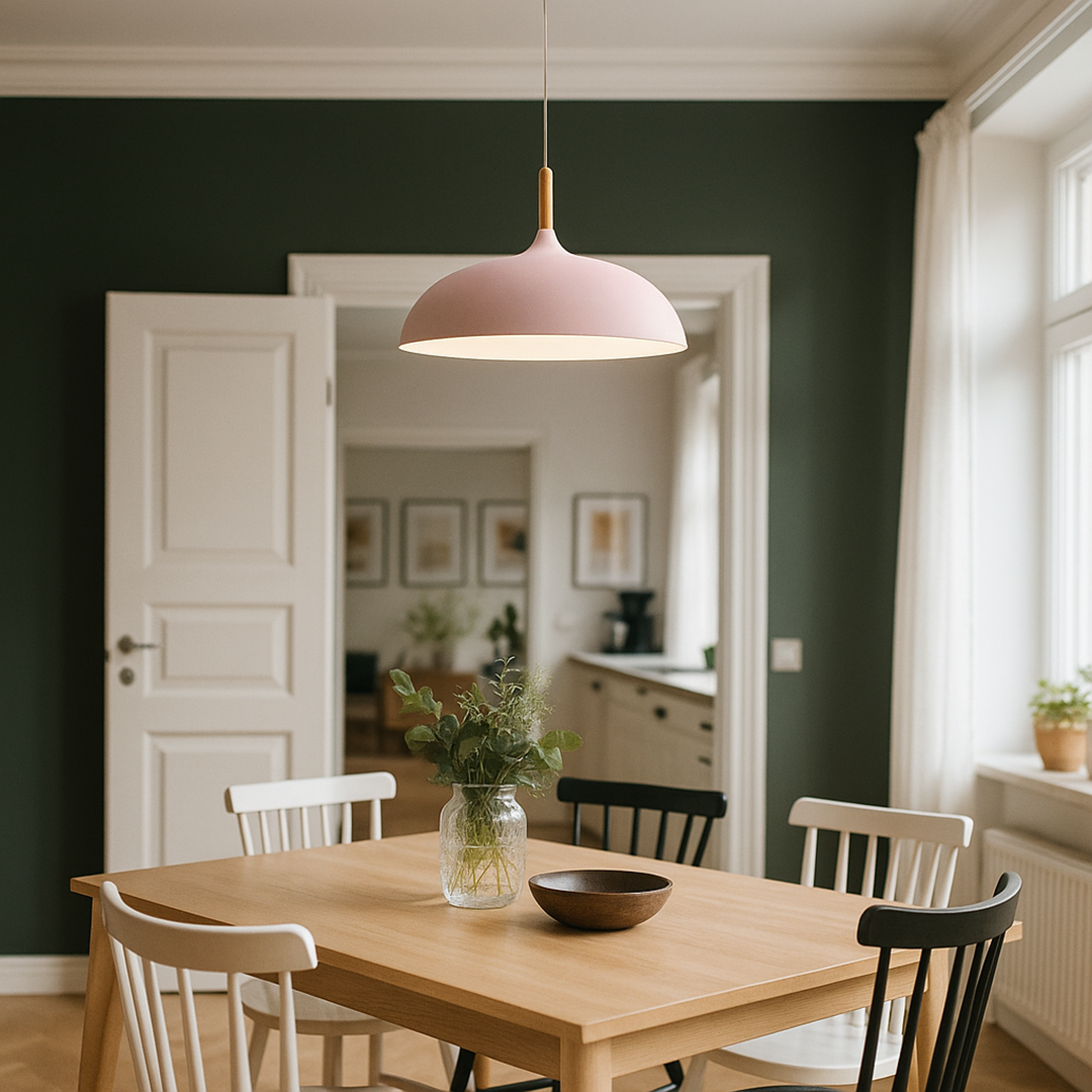 Metalowo-Drewniana Lampa Wisząca | Pastelowa