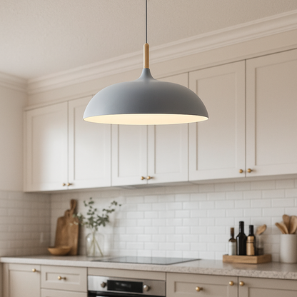 Metalowo-Drewniana Lampa Wisząca | Pastelowa