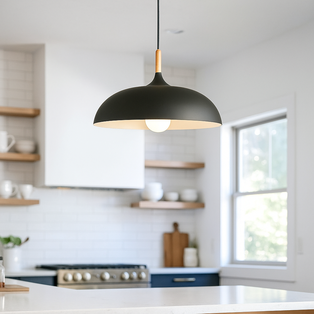 Metalowo-Drewniana Lampa Wisząca | Pastelowa