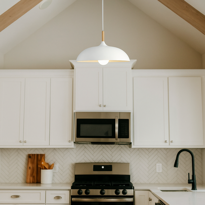 Metalowo-Drewniana Lampa Wisząca | Pastelowa