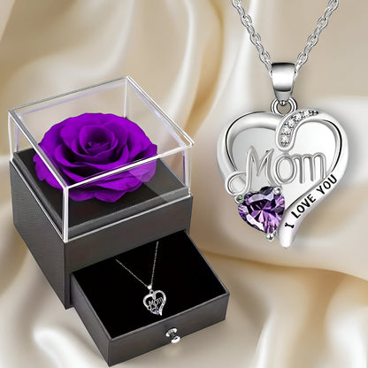 Women's Silver Necklace Heart Elegant with Zirconia