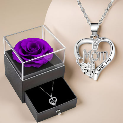 Women's Silver Necklace Heart Elegant with Zirconia