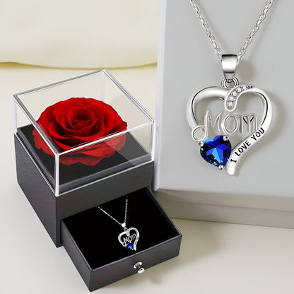 Women's Silver Necklace Heart Elegant with Zirconia