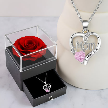 Women's Silver Necklace Heart Elegant with Zirconia