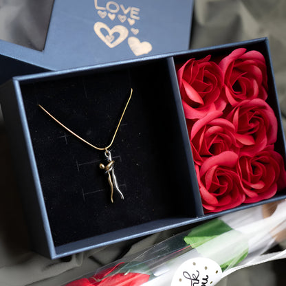 Two-Tone Metal Couple Figures Necklace