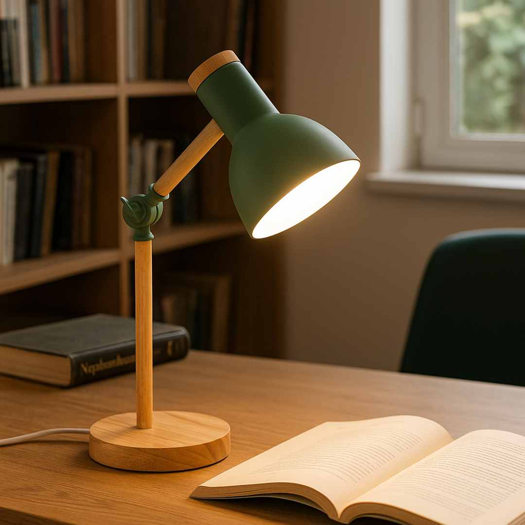 Barwiona Drewniana Lampa Stołowa | Nowoczesny Styl