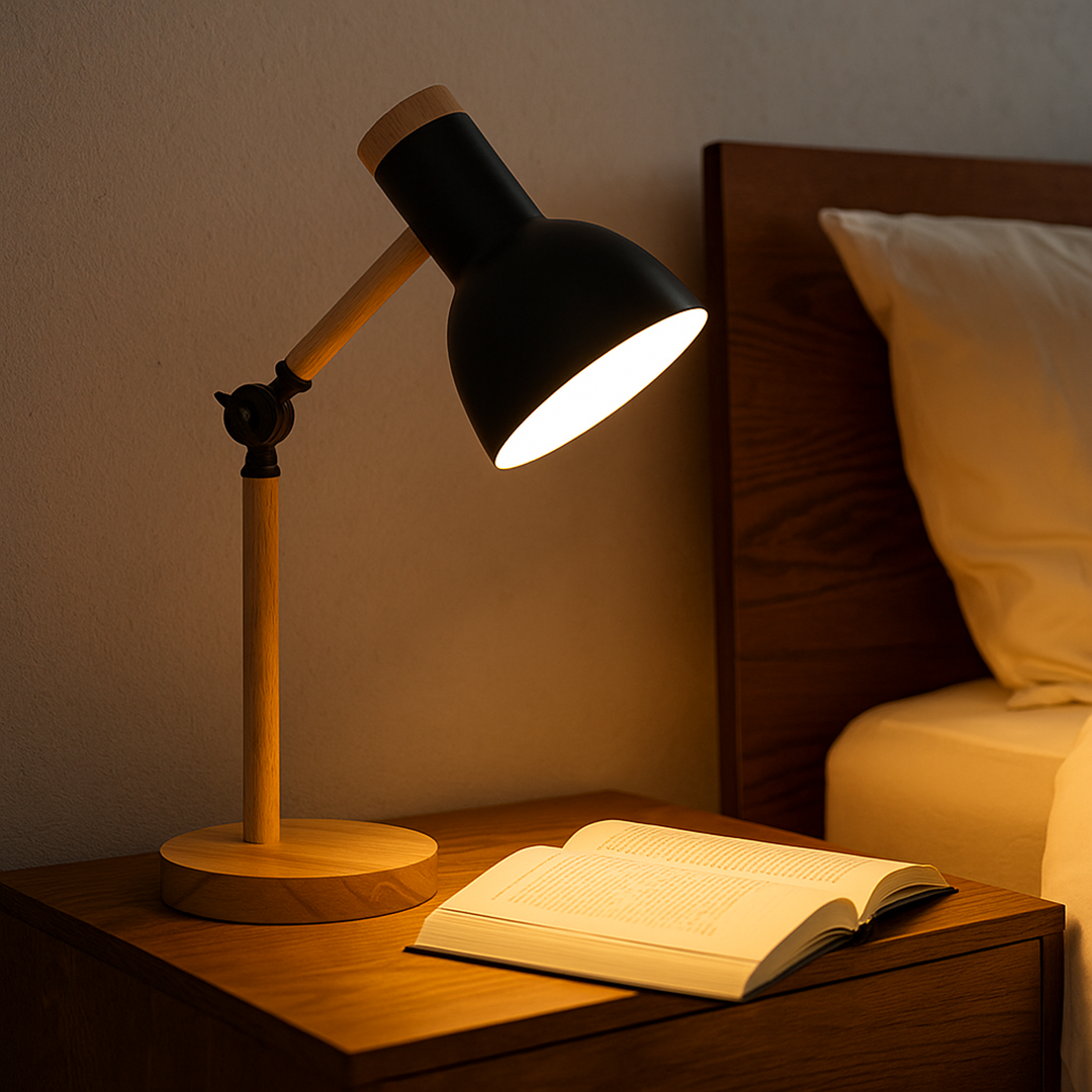 Nordycka Drewniana Lampa Biurkowa | LED