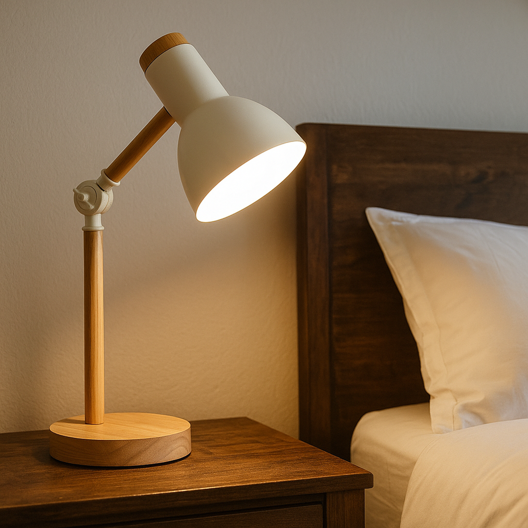 Nordycka Drewniana Lampa Biurkowa | LED