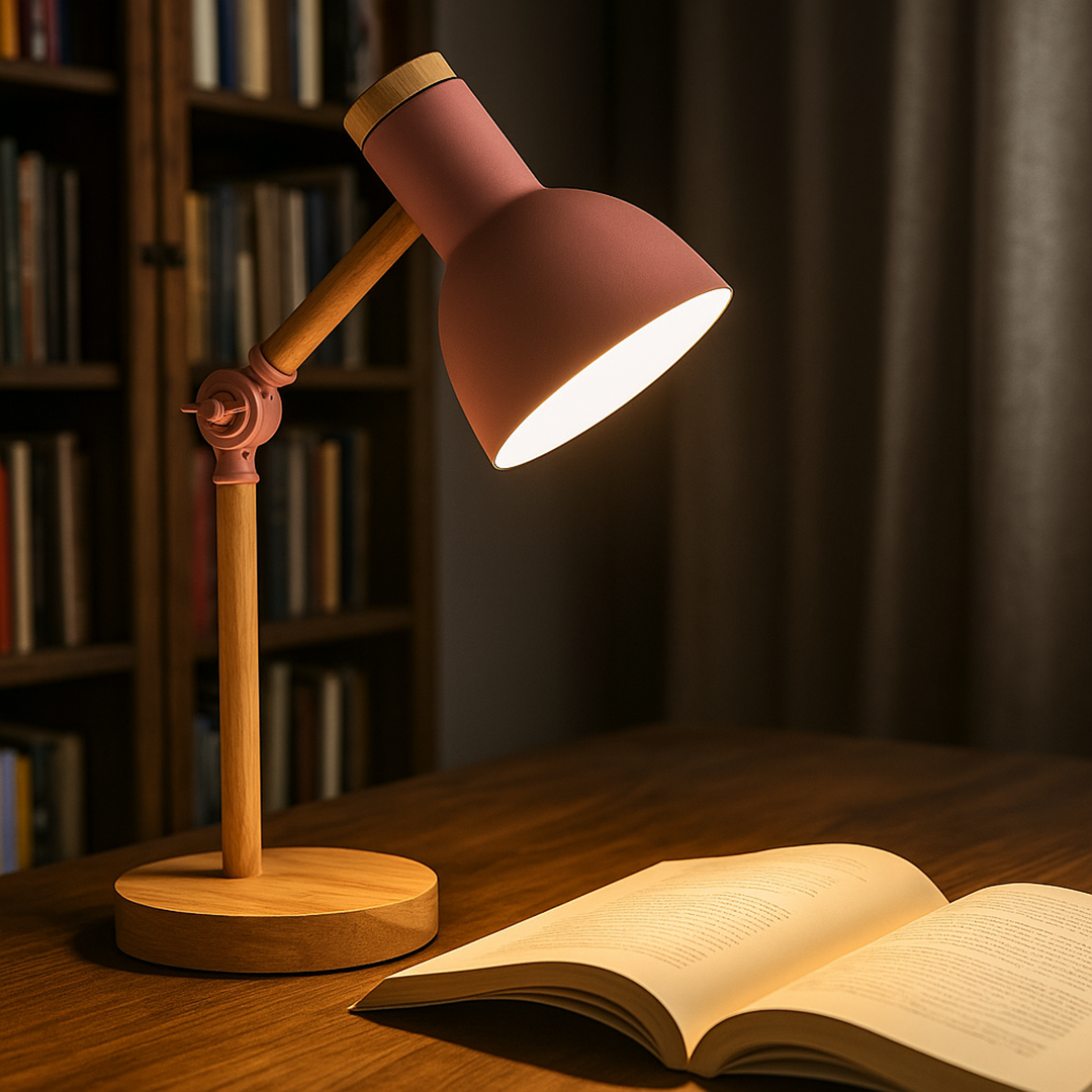 Nordycka Drewniana Lampa Biurkowa | LED