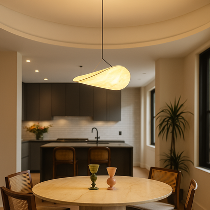 Nowoczesna Rzeźbiarska Jedwabna Lampa Wisząca | Wabi Sabi