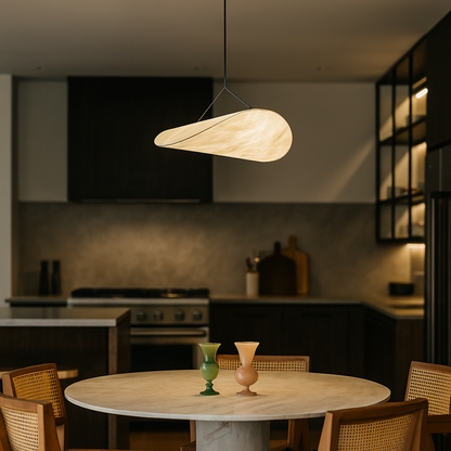 Nowoczesna Rzeźbiarska Jedwabna Lampa Wisząca | Wabi Sabi