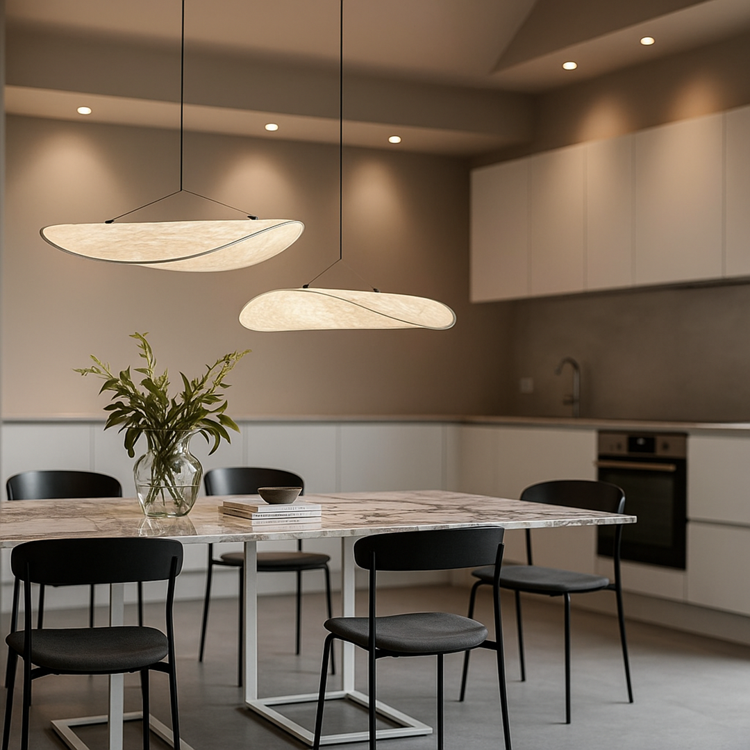 Nowoczesna Rzeźbiarska Jedwabna Lampa Wisząca | Wabi Sabi