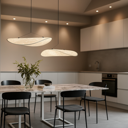 Nowoczesna Rzeźbiarska Jedwabna Lampa Wisząca | Wabi Sabi