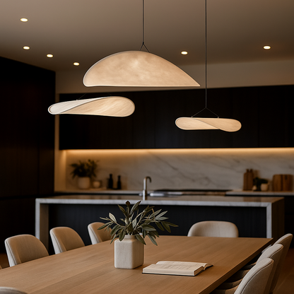 Nowoczesna Rzeźbiarska Jedwabna Lampa Wisząca | Wabi Sabi
