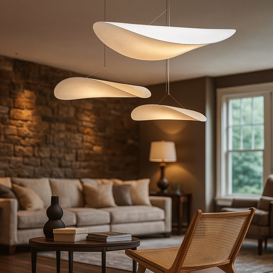 Nowoczesna Rzeźbiarska Jedwabna Lampa Wisząca | Wabi Sabi