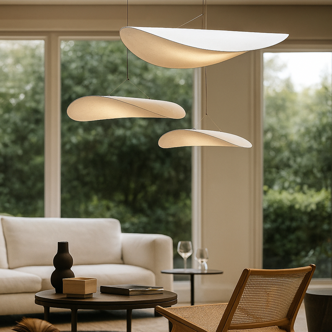 Nowoczesna Rzeźbiarska Jedwabna Lampa Wisząca | Wabi Sabi