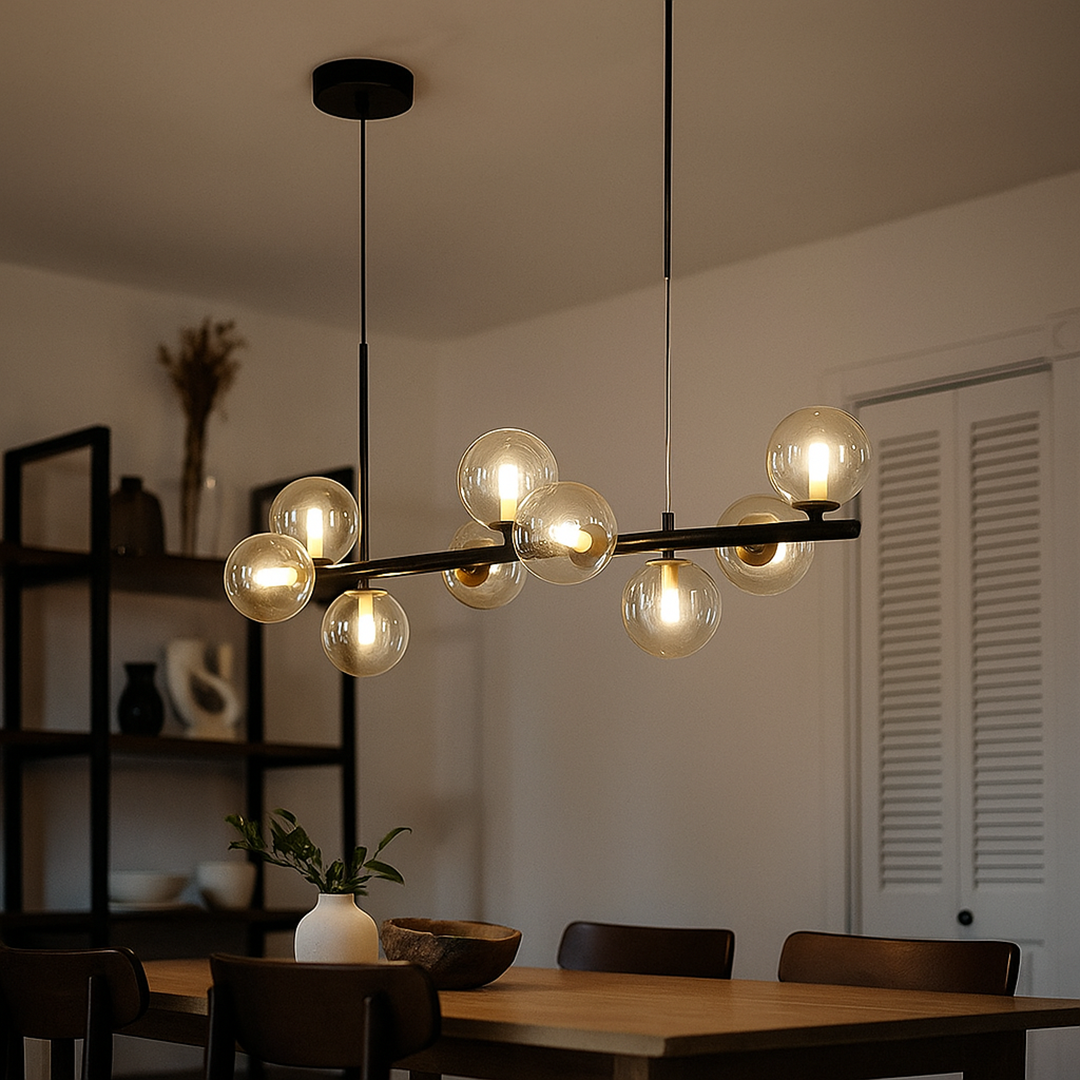 Nowoczesna Szklano-Żelazna Lampa Wisząca | Styl Bauhaus