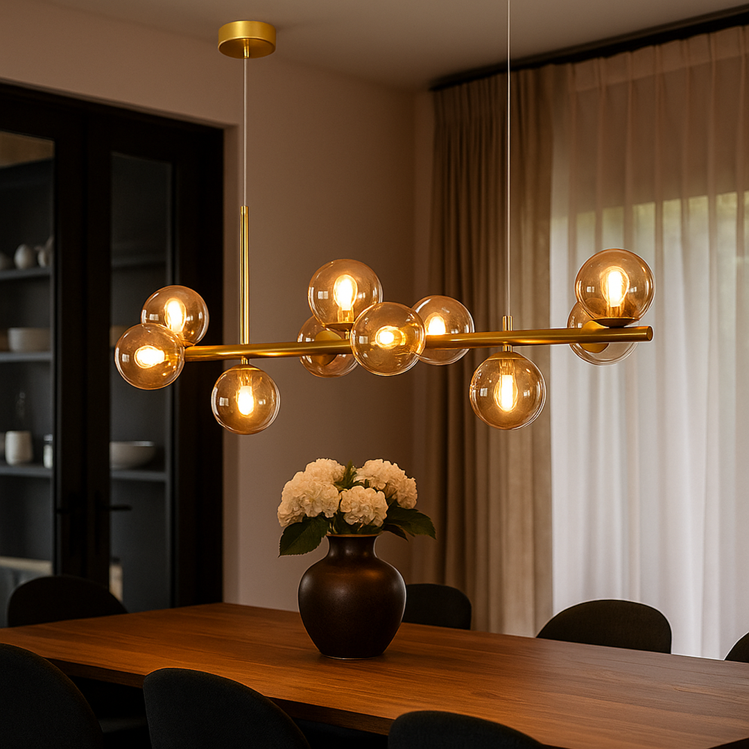 Nowoczesna Szklano-Żelazna Lampa Wisząca | Styl Bauhaus