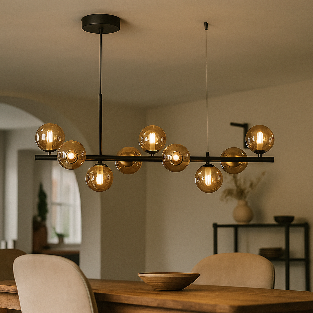 Nowoczesna Szklano-Żelazna Lampa Wisząca | Styl Bauhaus