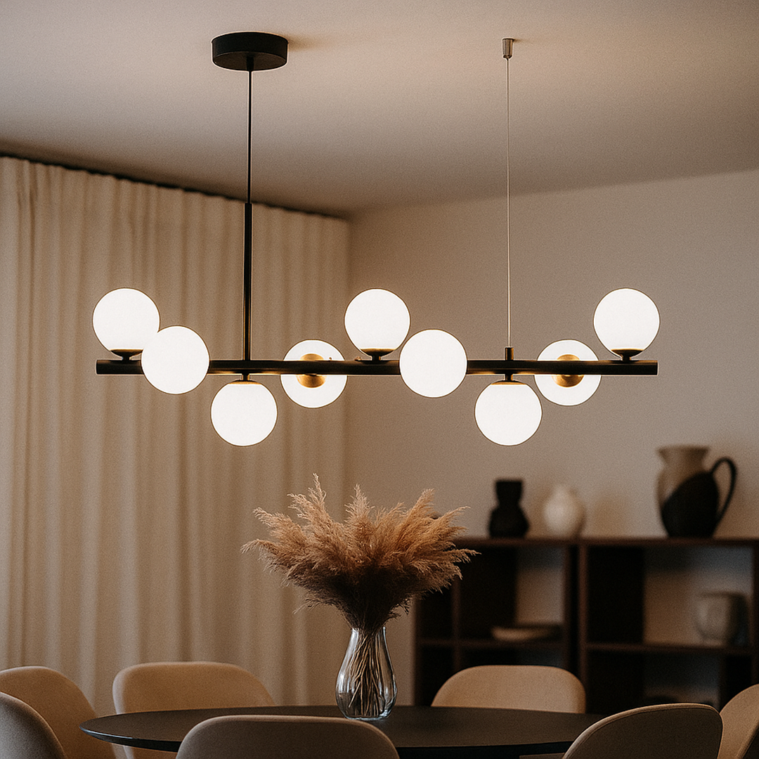 Nowoczesna Szklano-Żelazna Lampa Wisząca | Styl Bauhaus