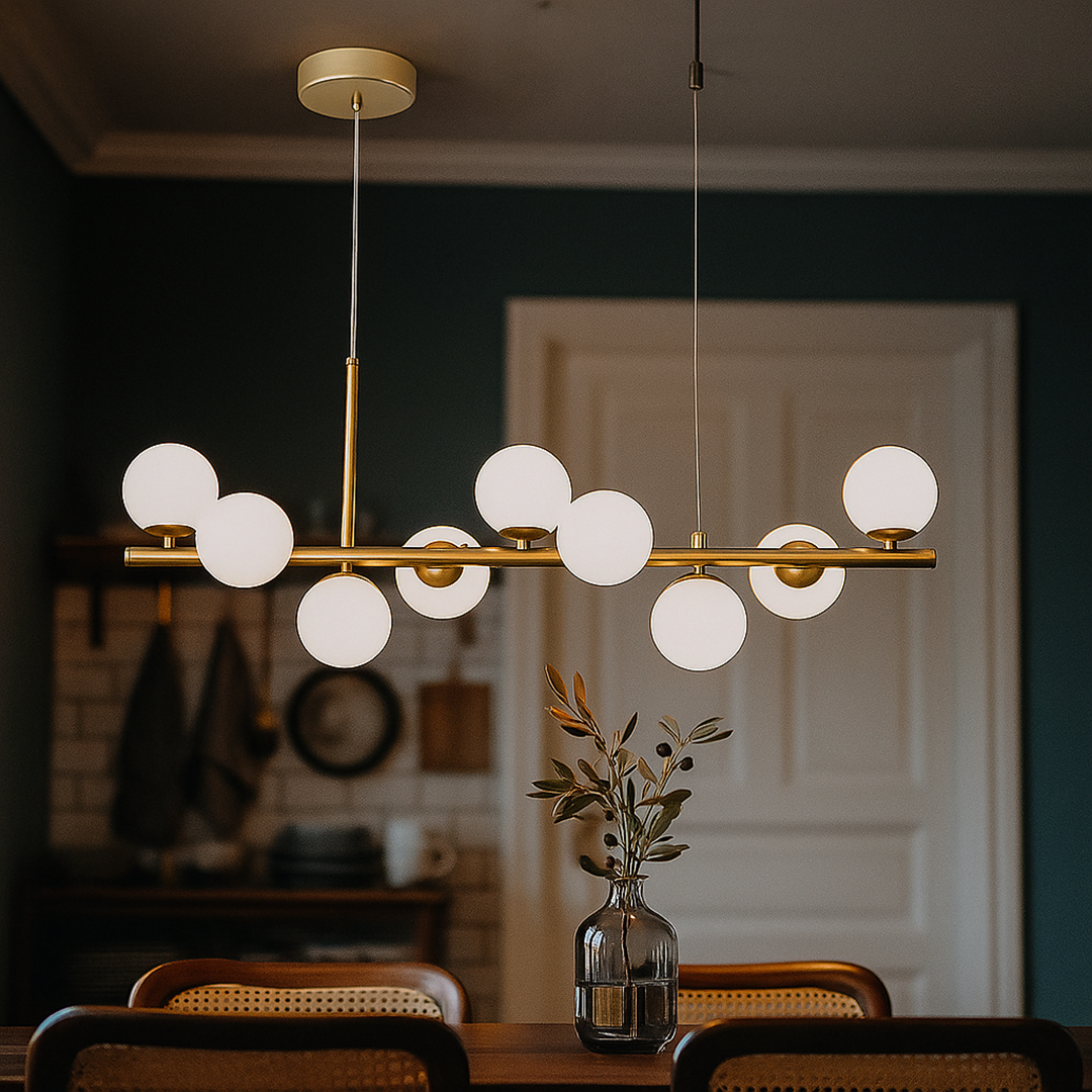 Nowoczesna Szklano-Żelazna Lampa Wisząca | Styl Bauhaus