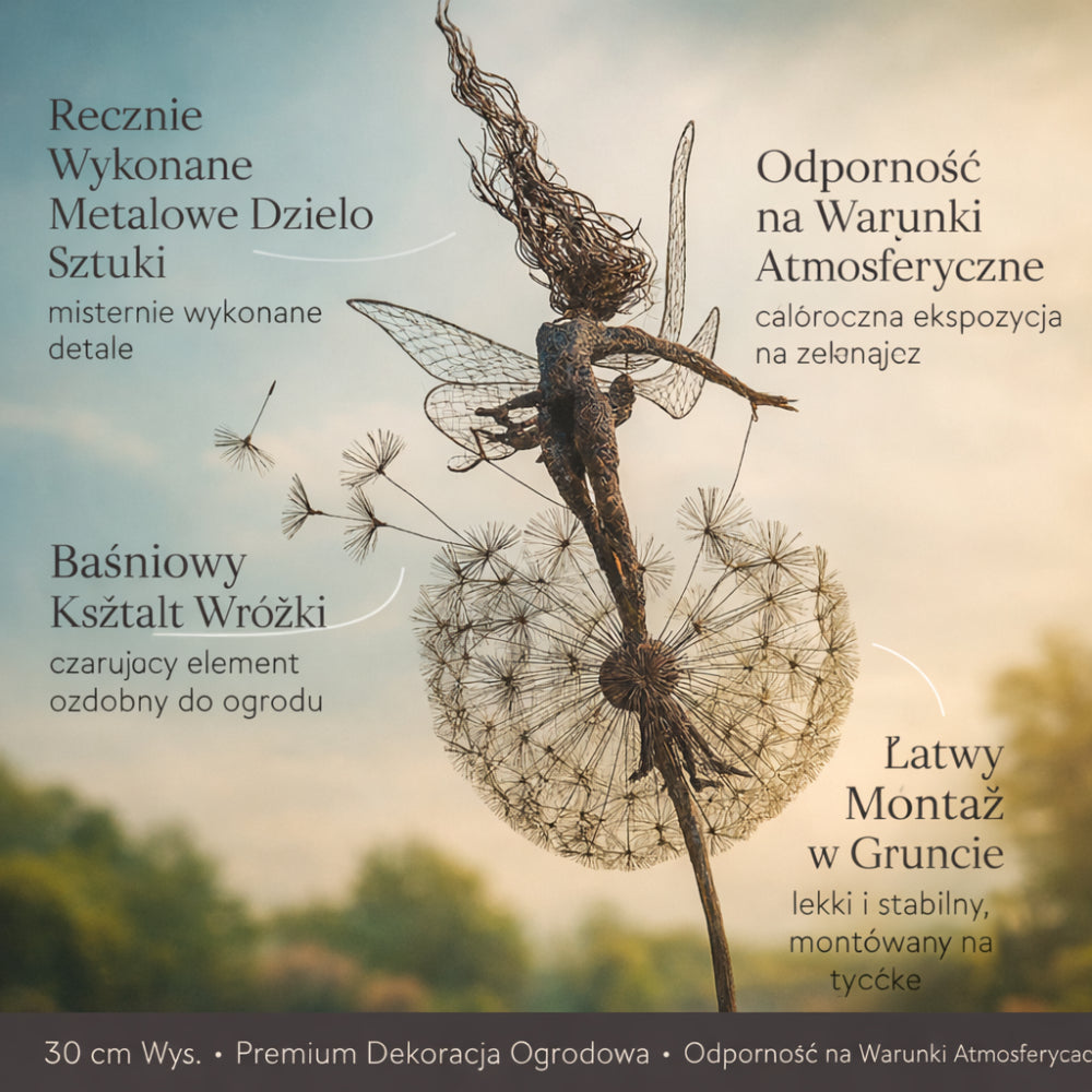 Ogrodowa Ozdoba Metalowa Rzeźba Wróżka Sylwetka