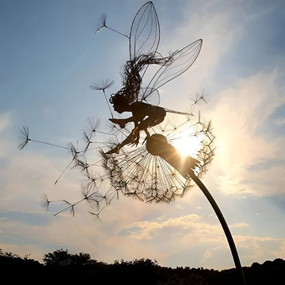 Ogrodowa Ozdoba Metalowa Rzeźba Wróżka Sylwetka