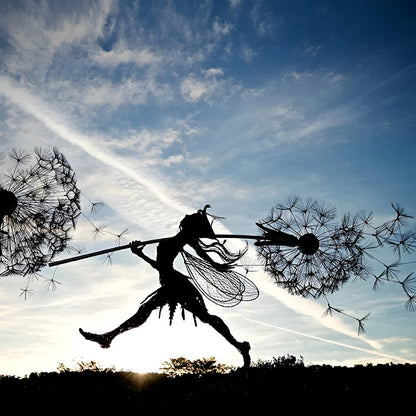 Ogrodowa Ozdoba Metalowa Rzeźba Wróżka Sylwetka