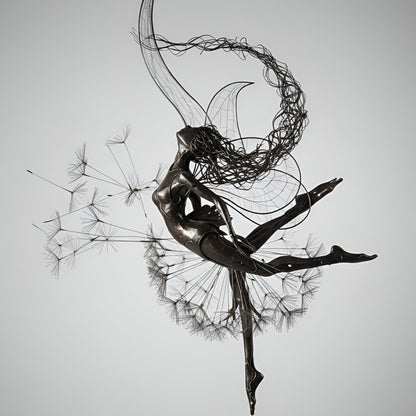 Ogrodowa Ozdoba Metalowa Rzeźba Wróżka Sylwetka