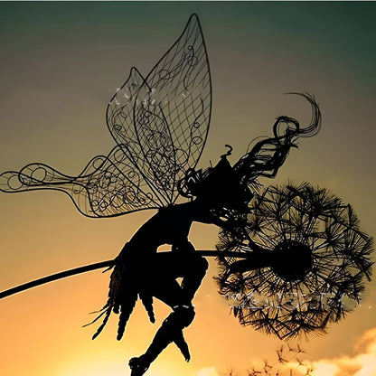 Ogrodowa Ozdoba Metalowa Rzeźba Wróżka Sylwetka