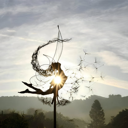 Ogrodowa Ozdoba Metalowa Rzeźba Wróżka Sylwetka