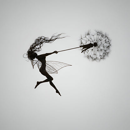 Ogrodowa Ozdoba Metalowa Rzeźba Wróżka Sylwetka